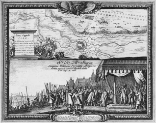 Defeat of the Polish army at Kola, August 1655, King of Sweden receives the Ambassador of Poland for the capitulation
